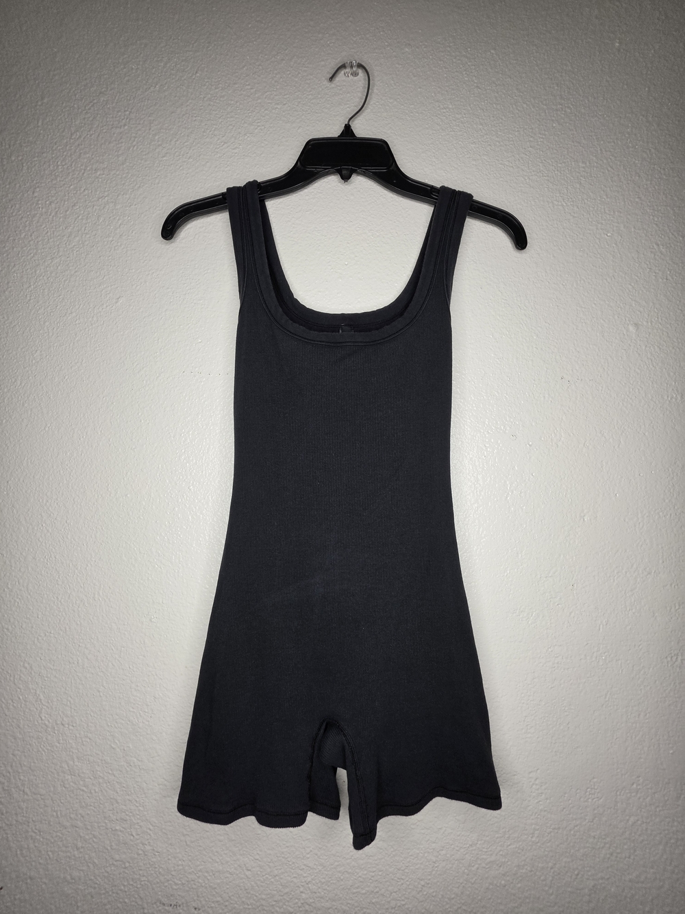 SKIMS Black One-Piece Bodysuit Romper Shorts S Regular Stretch Opaque